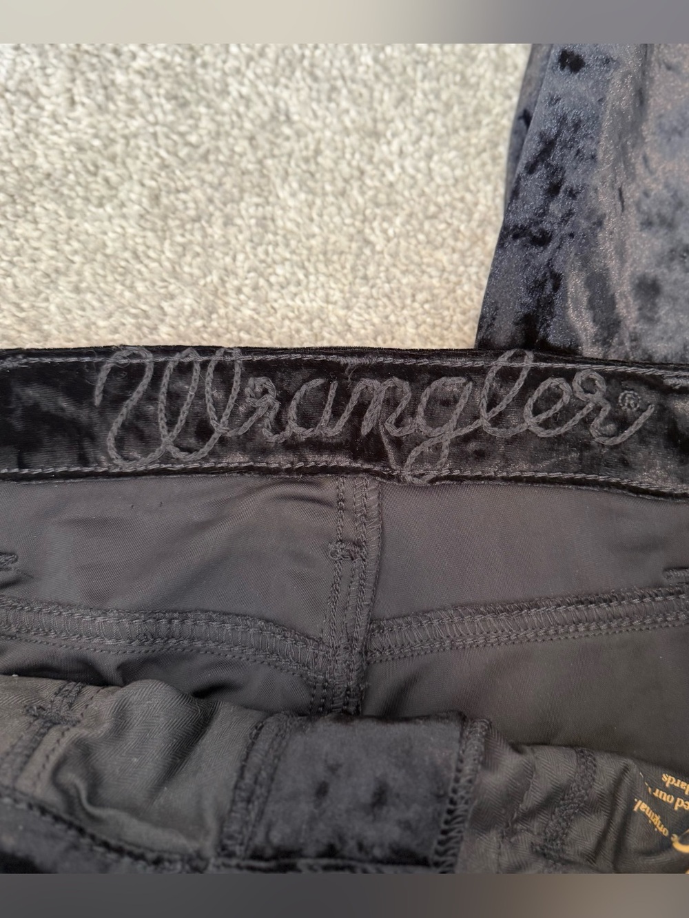 Wrangler Black Velvet Bootcut Flare Pants - Picture 6 of 8